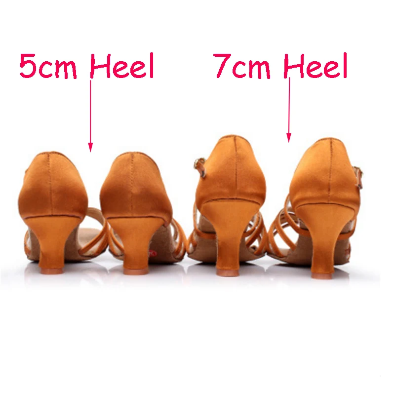 Sepatu Dansa Latin Salsa Satin untuk Wanita Anak Perempuan Sepatu Dansa Tango Ballroom Sepatu Menari Lembut Hak Tinggi Sandal Dansa Ballroom 5/7Cm