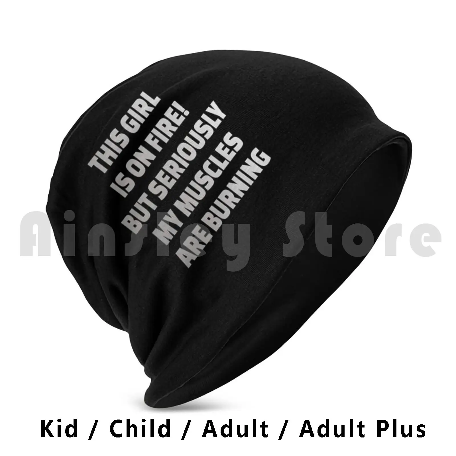 

Powerlifting : This Girl Is On Fire Beanie Hedging Cap DIY Print Cushion Powerlifting Powerlifting Because Funny Saying