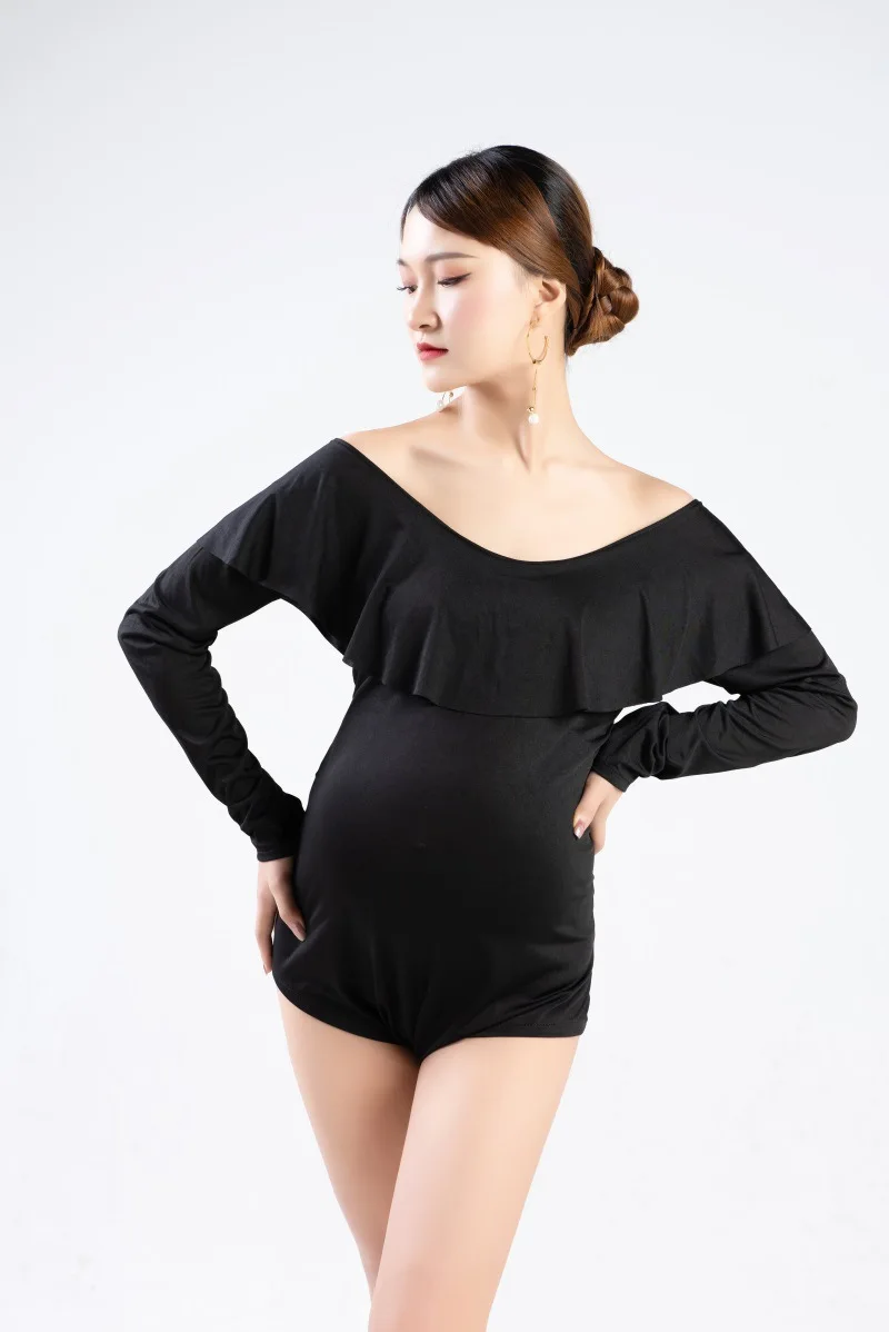 

2024 Cotton pregnancy maternity photography props shoulder sleeveless obstetric solid clothes take pictures