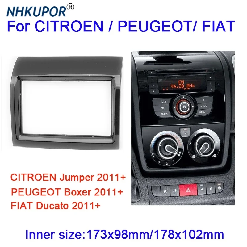 Car Radio Fascia For CITROEN Jumper/PEUGEOT Boxer/FIAT Ducato Auto Stereo Dash Panel CD Trim Double 2 Din Installation Frame Kit