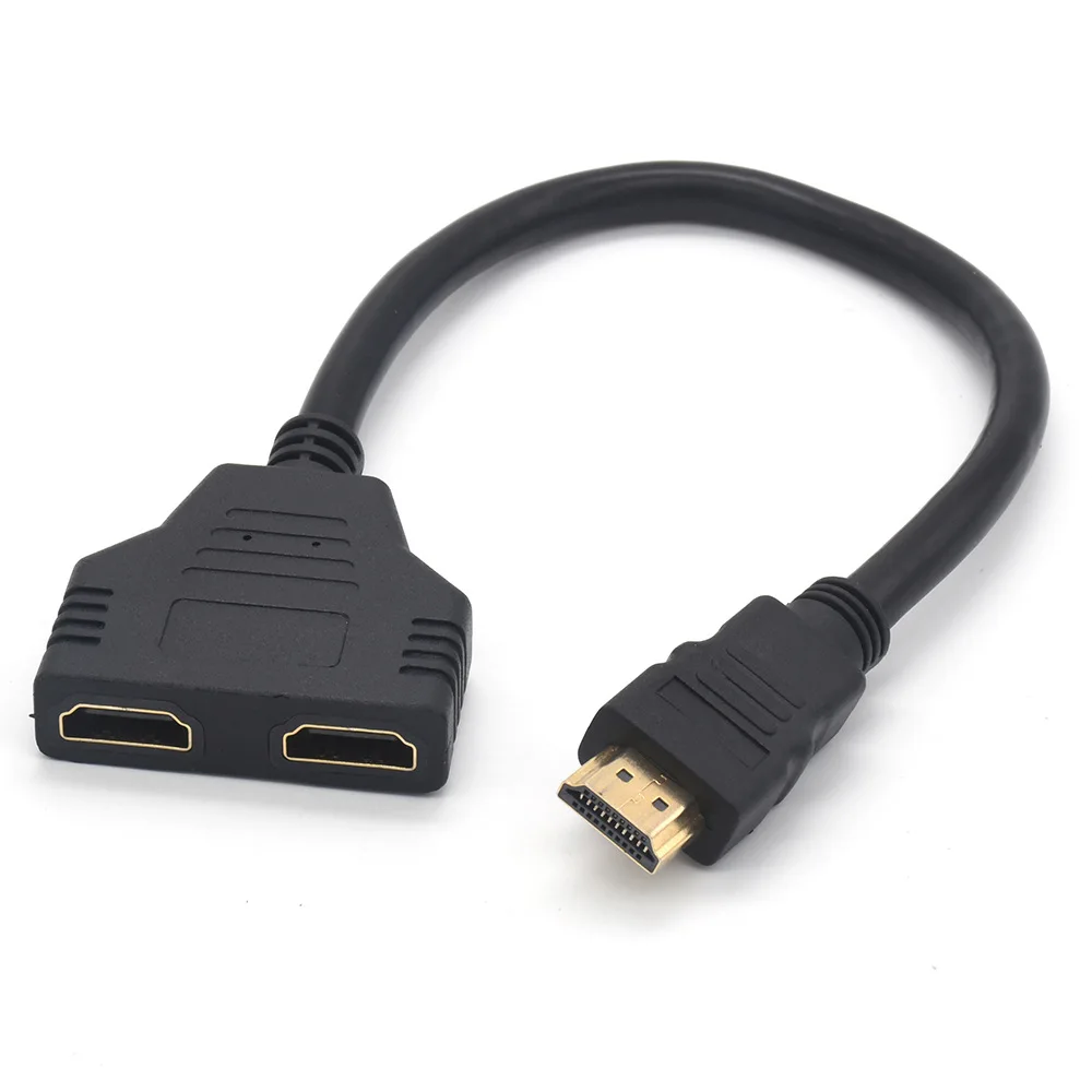 Uma entrada dois saída hdmi divisor compatível 1x2 duplo adaptador cabo hdmi divisor compatível