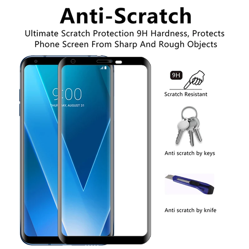 2 Pieces NicoTD Protective Glass on the For LG V30 V35 V30S ThinQ V30 V35 Plus Full Cover Screen Protector Tempered Glass Film