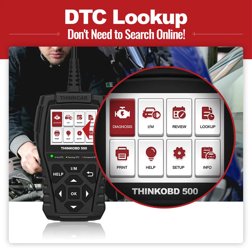 THINKCAR ThinkOBD 500 OBD2 Scanner for Car Professional Car Code Reader DTC Lookup Scan Tool for Mechanics OBDii Diagnostic Tool