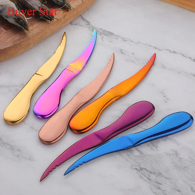 1Pcs Stainless Steel Shrimp Line Knife Lobster Fish Cleaning Shrimp Intestines Cutting Knife Open Portable Seafood Tool