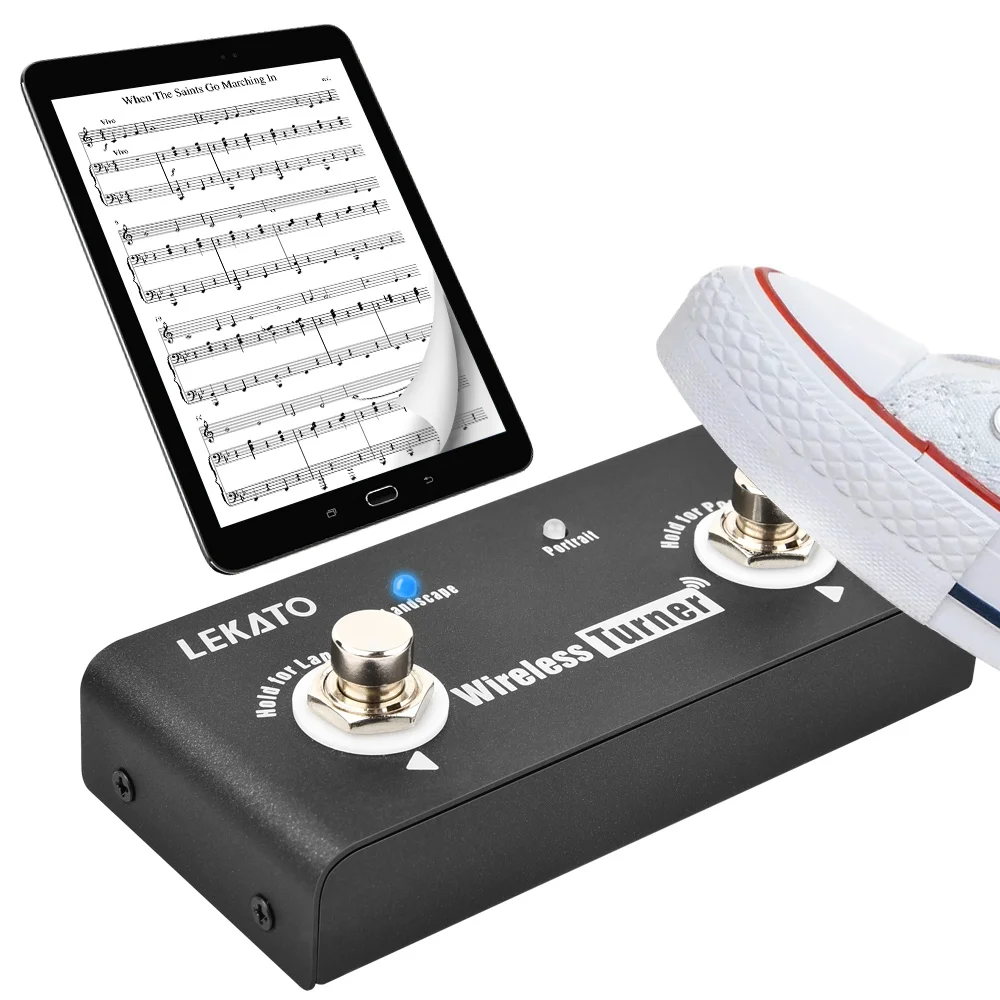 Lekato Wireless External Page Tuner Pedal Guitar Effect Pedal Page Turner Pedal for Guitar Looper Smartphones Tablets