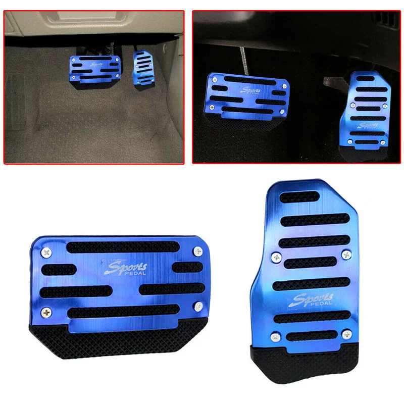 2PCS Blue Auto Car Non-Slip Automatic Gas Brake Pedal Pad Covers Car Interior Parts Covers Universal Accessories Car Products