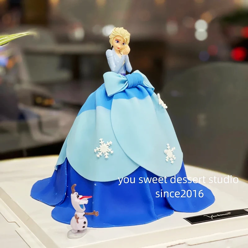 الكرتون كعكة عيد ميلاد الديكور تأثيث المواد الجليد الأميرة القلعة فتاة عيد ميلاد كعكة توبر دمية الأطفال الحب الثلوج هدية