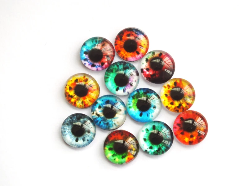 

From 8mm to 18mm Random Mixed Round Dragon Eyes In Pairs Pattern Glass Flatback Photo Cabochons Base DIY Msking Accessories