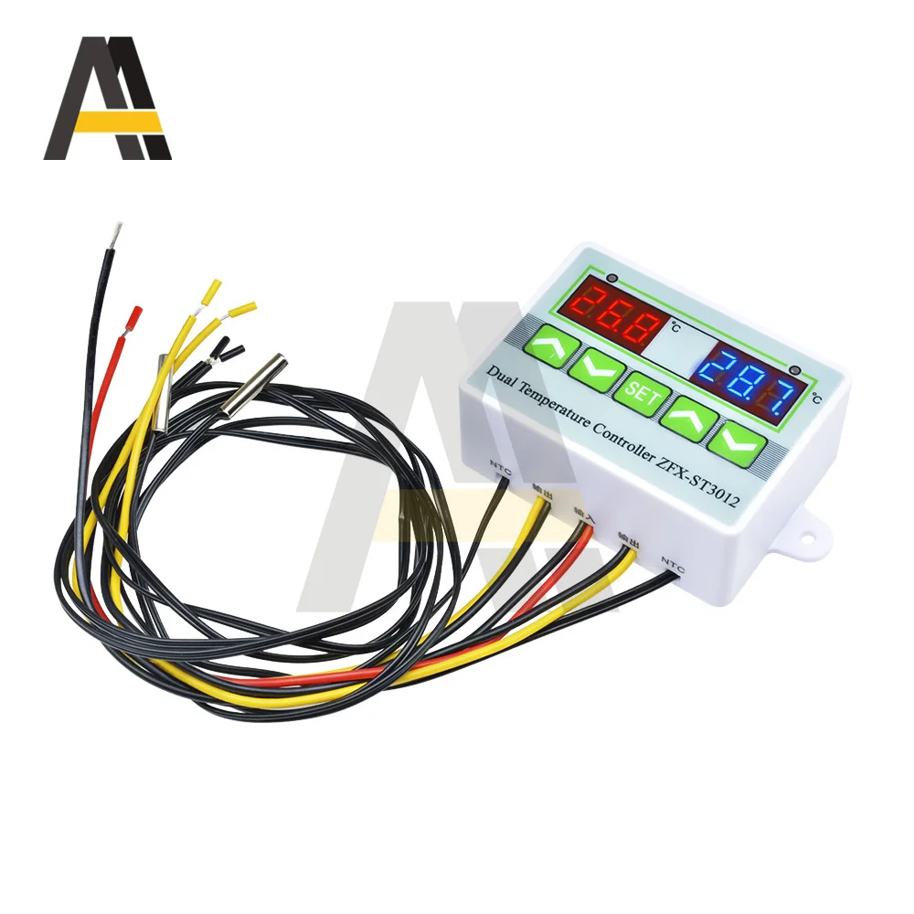 Modulo di controllo del termoregolatore di controllo della temperatura di cc 12V 24V AC 110-220V regolatore di temperatura doppio termostato