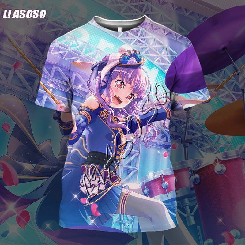 3D Print Anime Bang Dream Cute Girl Men\'s T Shirt Casual Harajuku Short Sleeve Fashion Mens Tees Tops Shirt Love live T-shirt