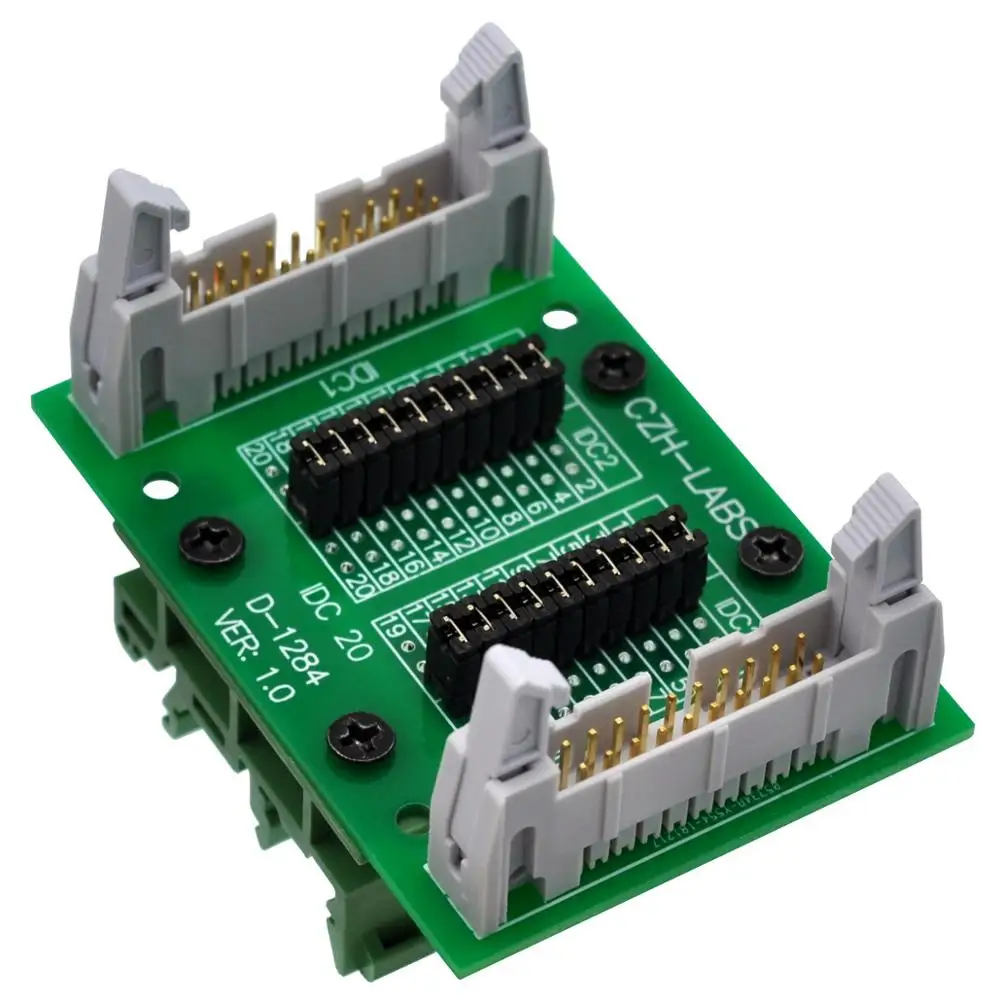 

CZH-LABS DIN Rail Mount IDC20 2x10Pin 0.1" Pitch(2.54mm) Header Diagnostic Test Breakout Board.