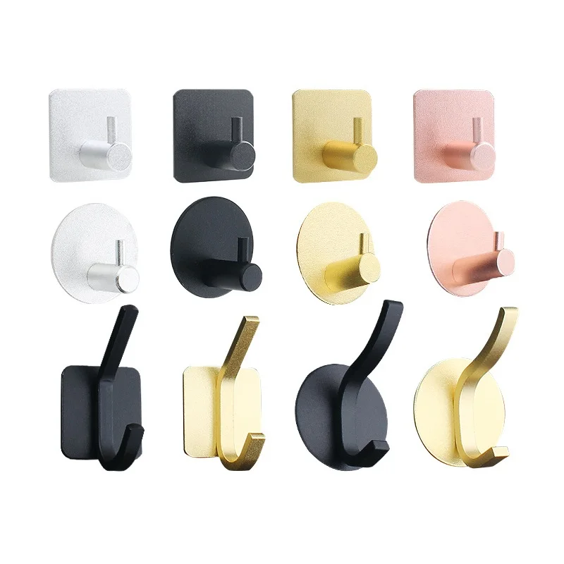 100Pcs Aluminium Alloy Door Hook Self Adhesive Home Wall Door Multi-Purpose Hook Clothes Hange Bags Key Rack Kitchen Towel Hange