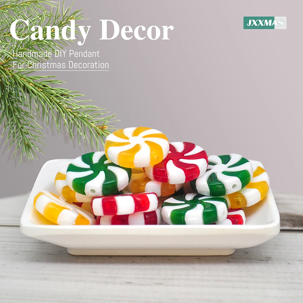 Colgante de árbol de Navidad para niños, Mini Piruleta de caramelo Artificial de Navidad, decoración del hogar artesanal, decoración de Navidad, regalo de Año Nuevo para niños, 24 Uds.