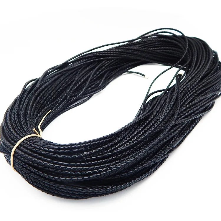 Corde tressée en cuir, 5m, 3/4/6mm, pour bricolage, pendentif, cou, tissage, bracelet, bijoux, fournitures de direction, artisanat, accessoire