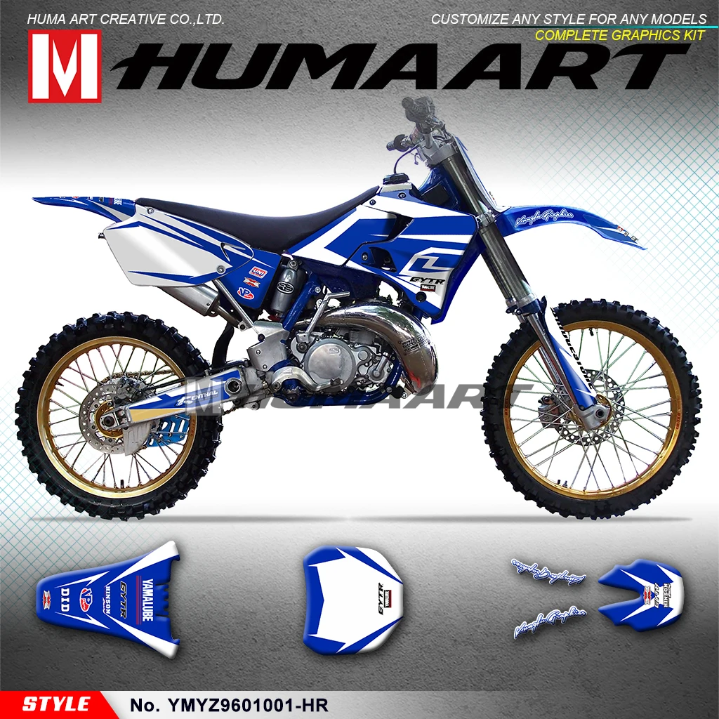 

HUMAART Dirt Bike Stickers MX Graphics Decal Kit for Yamaha YZ125 YZ250 YZ 125 250 1996 1997 1998 1999 2000 2001, Blue White