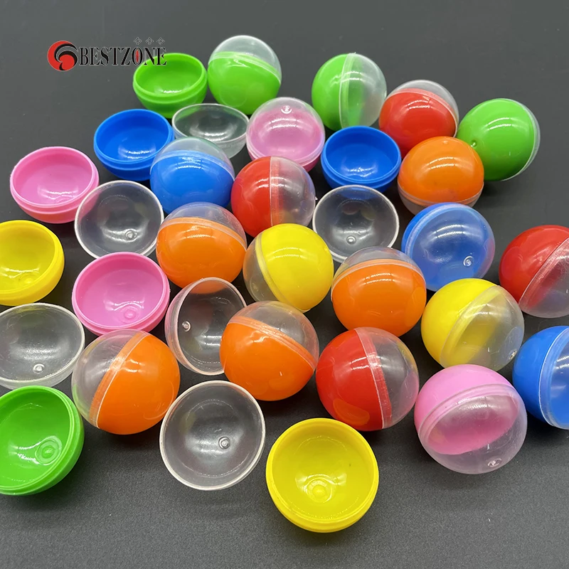 100Pcs Diameter 30MM Half Transparent Half Colorful Plastic Toy Capsule Surprise Ball For Vending Machine Split Body Eggshell