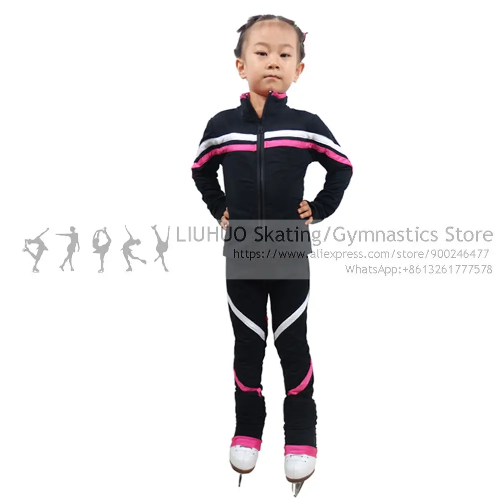 Figure Skating pants Kids Jackets Sets Girls Children Quality Strapes Women Skiing ice skating pantss for skating training wear