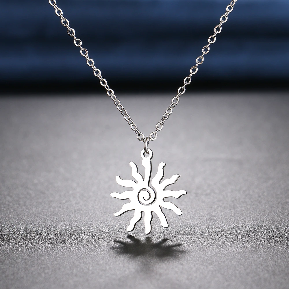 Stainless Steel Necklaces Spiral Sun Pendants Chain Choker Jewellery Fashion Necklace For Women Jewelry Wedding Party Gifts