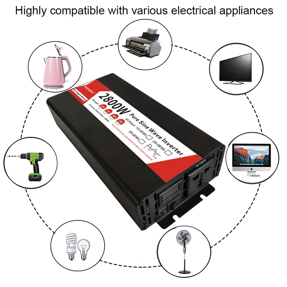 Inverter 12V 220V Pure Sine Wave 1000W 1600W 3000W DC 12V 24V 48V 60V To AC 220V Converter Car Solar Power Inverter Transformer