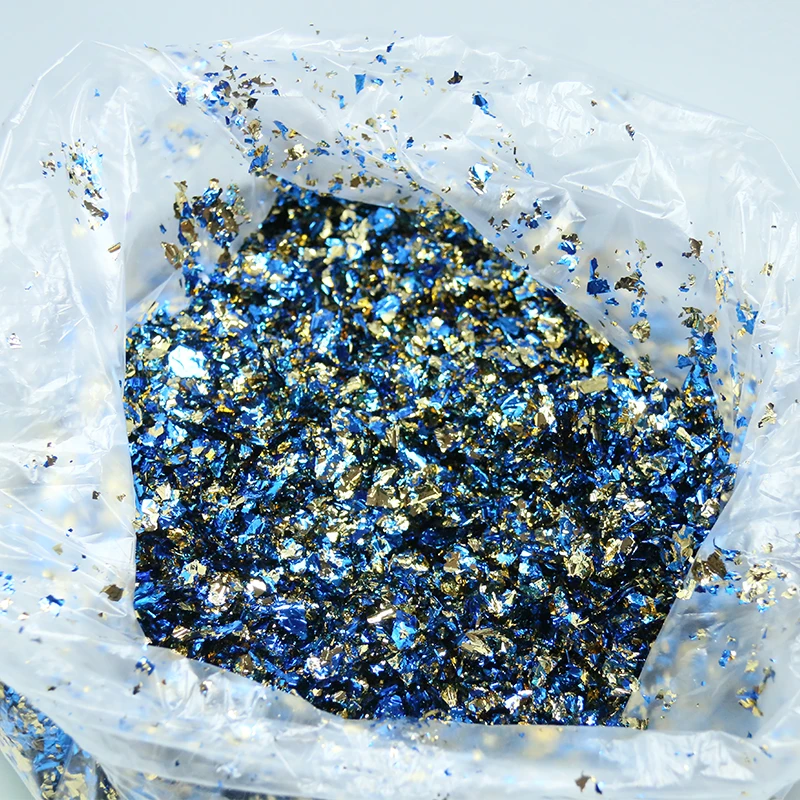 

Imitation Gold Leaf Flakes for Nail Decoration Gilding Painting Arts Crafts Blue Gold Foil Fragments