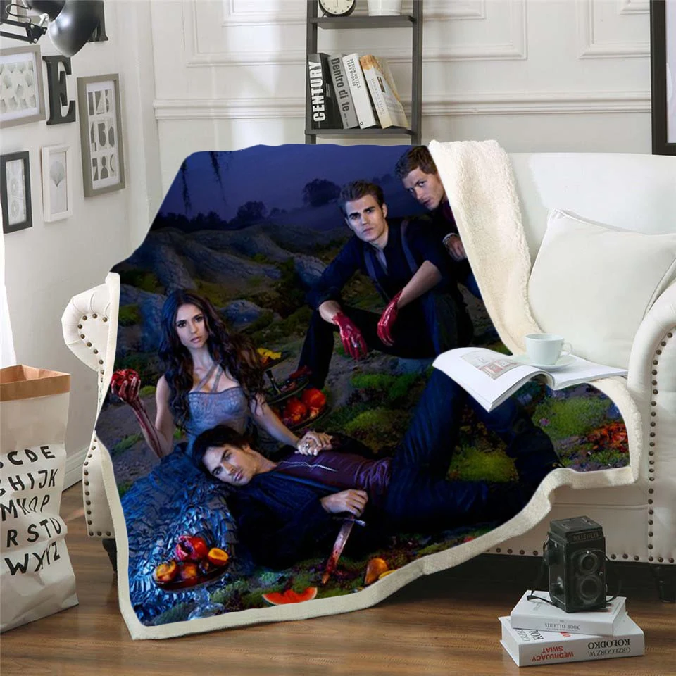 The Vampire Diaries 3d printed fleece blanket for Beds Hiking Picnic Thick Quilt Bedspread Sherpa Throw Blanket style-8