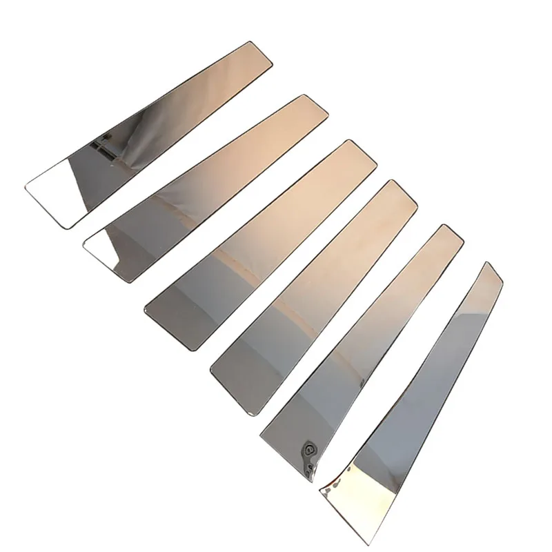 Automobile outer door stainless steel center pillar trim strip center pillar mirror sticker for MAZDA MPV 2001 2002 2003 2004