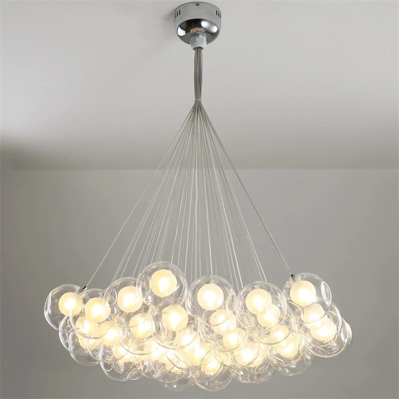 

Modern Glass Ball Pendant Lights Nordic Chandelier Lighting Living Room Hanging Lamps Home Decor Bedroom Lamp LED Light Fixtures