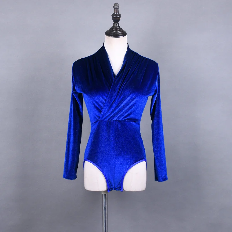 Latin Dance Training Sui Velvet Tops Long Sleeved T-shirt Stage Competition Dancewear Ballroom Samba Dancing Practice Costume