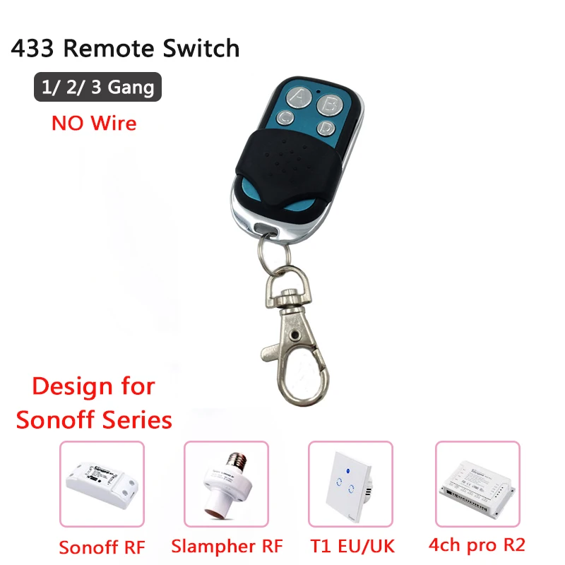 Wireless RF 433mhz Remote Controller,EV1527 Fixed Code Chip,4 Channel Key Button Radio Transmitter for Sonoff RF433 Devices