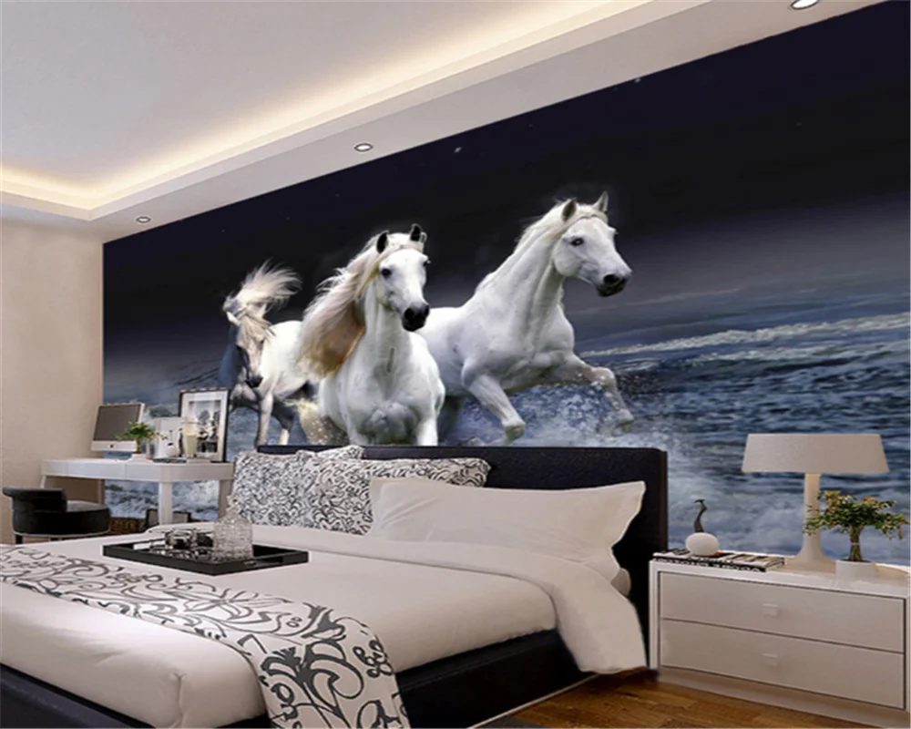 beibehang Customized modern fashion beautiful decorative painting horse background papel de parede 3d wallpaper papier peint