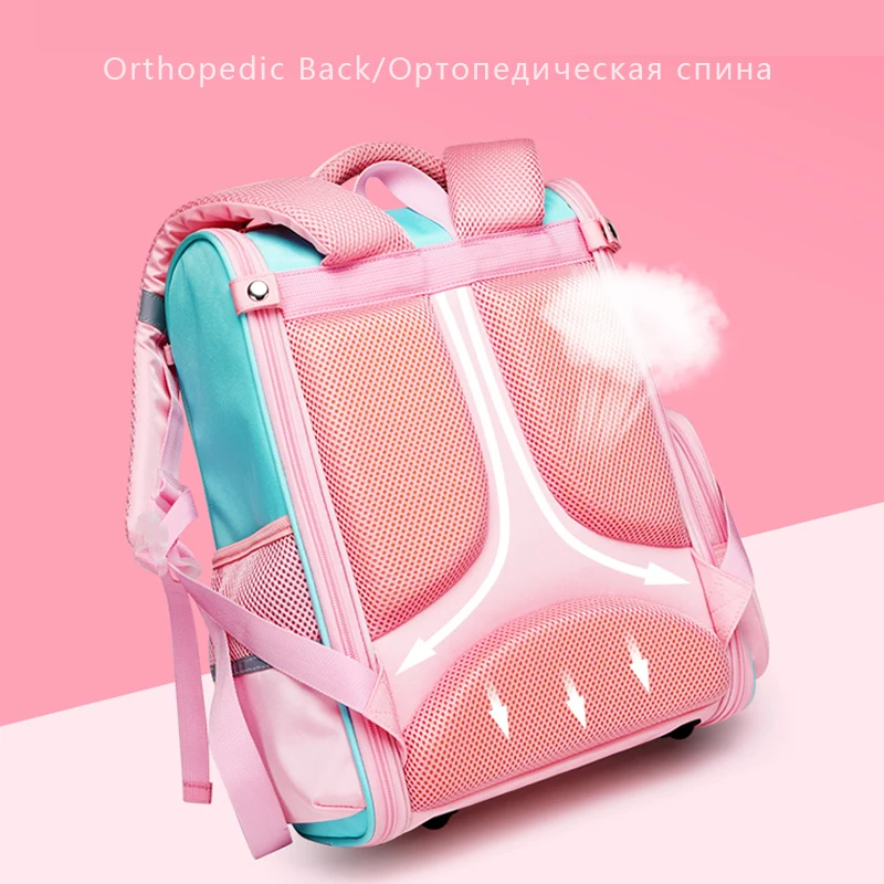 SUN EIGHT Orthopedic Back Girl School Bags  Children Books Bag Waterproof Nylon 3D Space