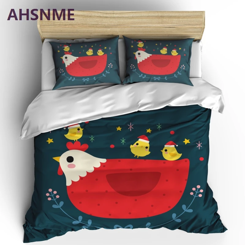 

AHSNME Chicken Duvet Cover Christmas Easter Festival Gift Bedding Sets Cute Soft Microfiber Fabric Quilt Cover Sets