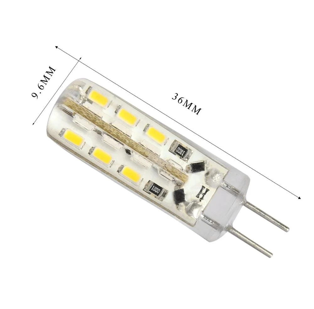 Светодиодная лампа G4 для домашнего освещения, 10 шт., 1,5 Вт, 12 В/DC, 3014SMD, 24 светодиода, силиконовая лампа, теплый белый/белый, l, угол