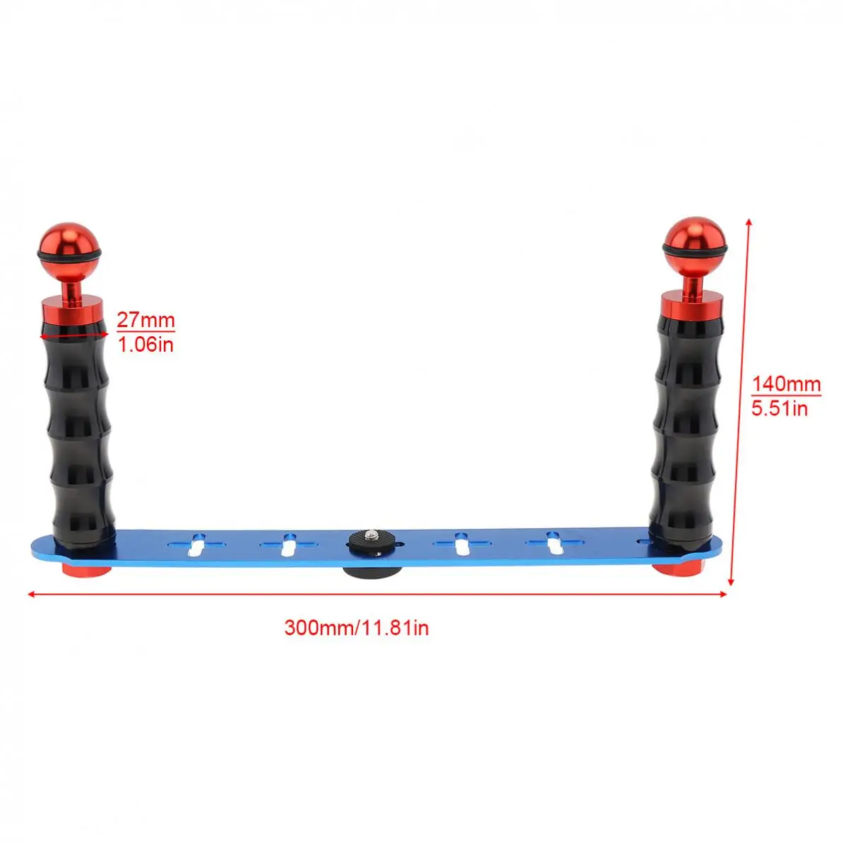 Diving Dual Hand-held CNC Aluminum Selfie Monopod Holder Fit for GoPro/DJI Osmo Action/Other Action Cameras / Diving Flashlight