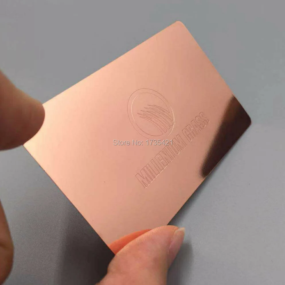 (200 Stks/partij) Rvs Metalen Materiaal Rose Golden Metal Card Printing