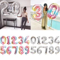 16 32 inch Large Rainbow Number Balloons 0 1 2 3 4 5 6 7 8 9  Digital Helium Balloons wedding Birthday party Decorations Kid