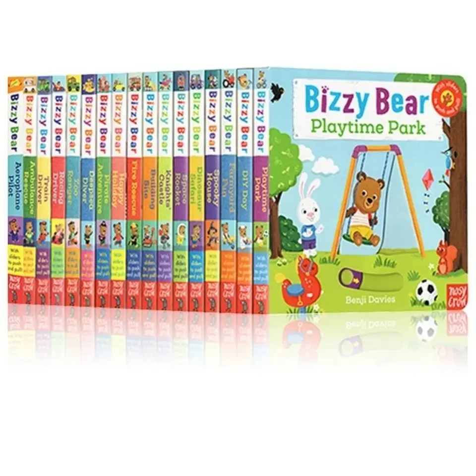 

17 books/set Bizzy Bear English board book children early educational picture story flap handle book 18*18cm for 2-6 years kids