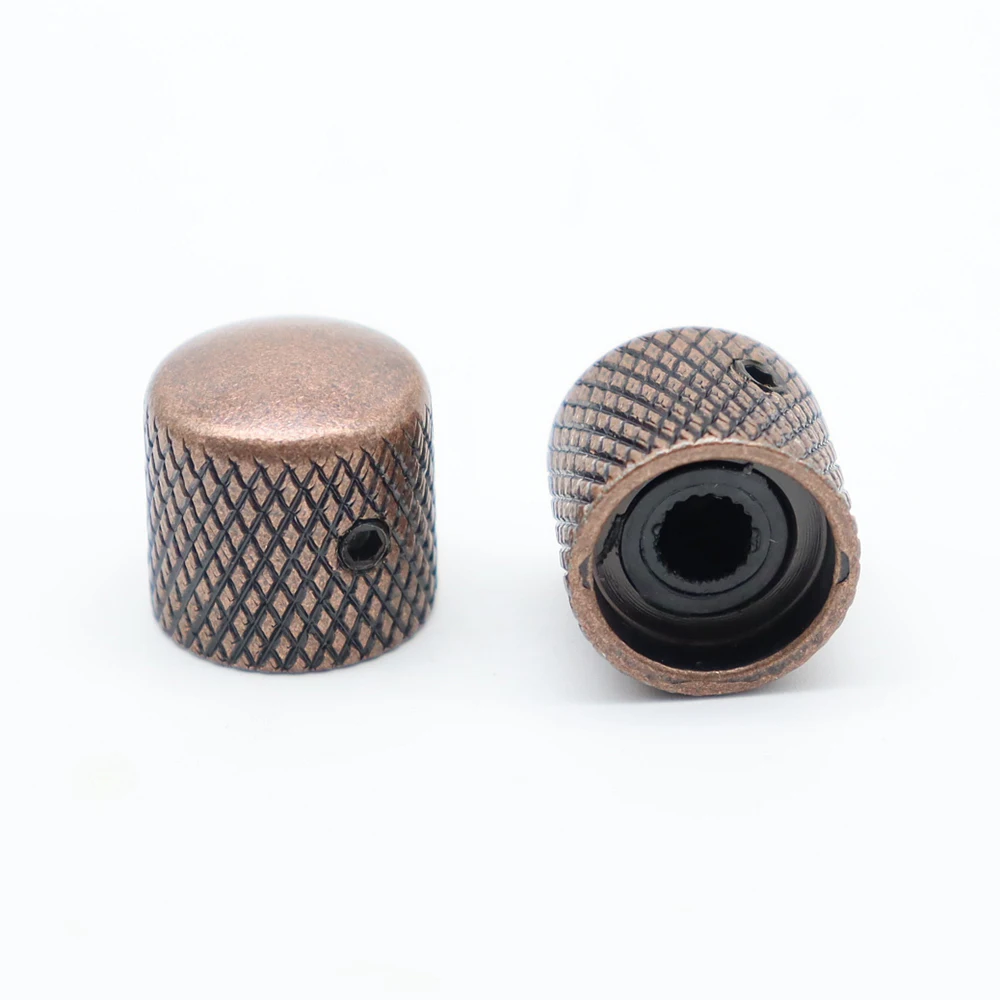 3pc/4pc 6mm Metall Dome Tone Gitarre Volume Tone Knöpfe Potentiometer Control Knöpfe mit Schlüssel für Elektrische Gitarre Bass Rot Kupfer – Detail 4