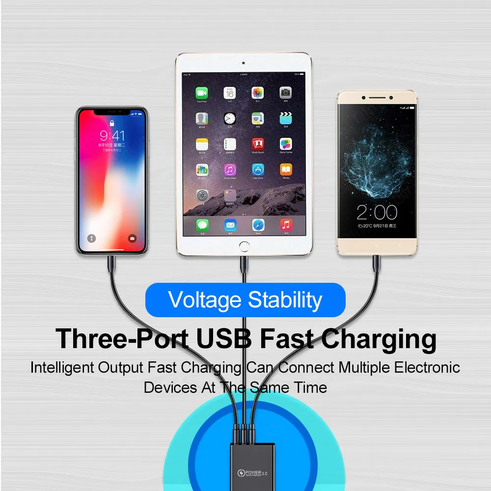 Olnylo Quick Charge 3.0 Usb Charger Voor Iphone 11 7 Samsung Huawei Xiaomi 5V 3A Digitale Display Snel Opladen muur Telefoon Oplader