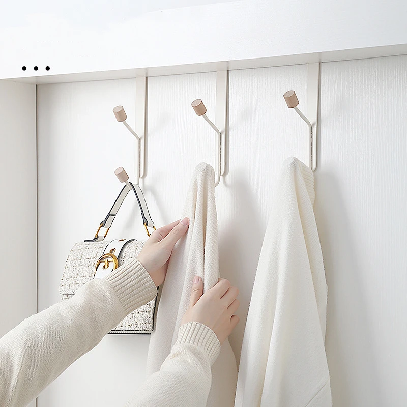 New Creative Bathroom Door Hooks Household Clothes Rack Shelf Bedroom White Simple Wrought Iron Coat Key Storage Hook Hanger