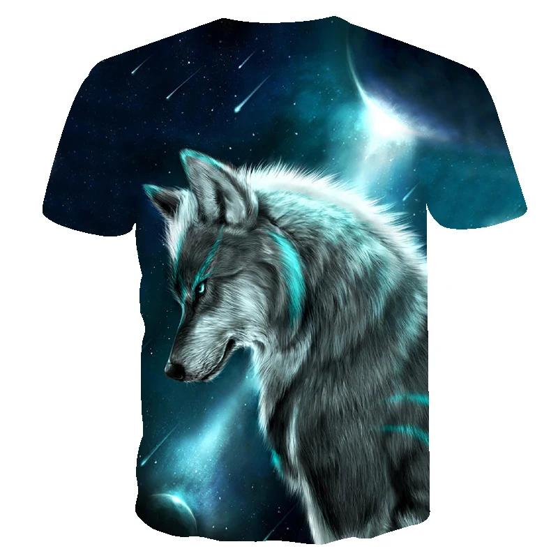 Wolf meteor&moon printed T-shirt Men Tshirt Anger Shirts 3d T Shirt Hip Hop Tee Animal Mens Clothing 2018 Summer Casual Tops