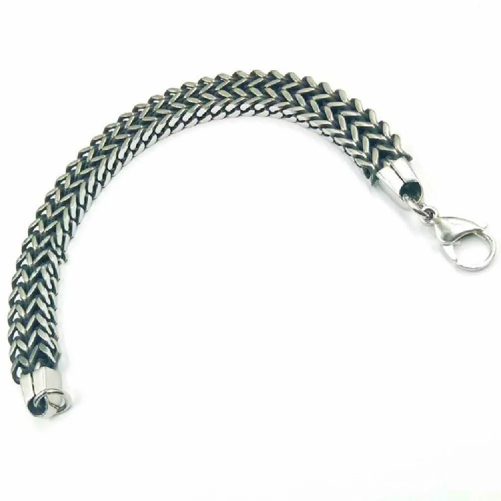 Titanium Steel Men's Bracelet Retro Stainless Steel Positive And Negative Chain Hip-hop Woven Bracelet Jewelry