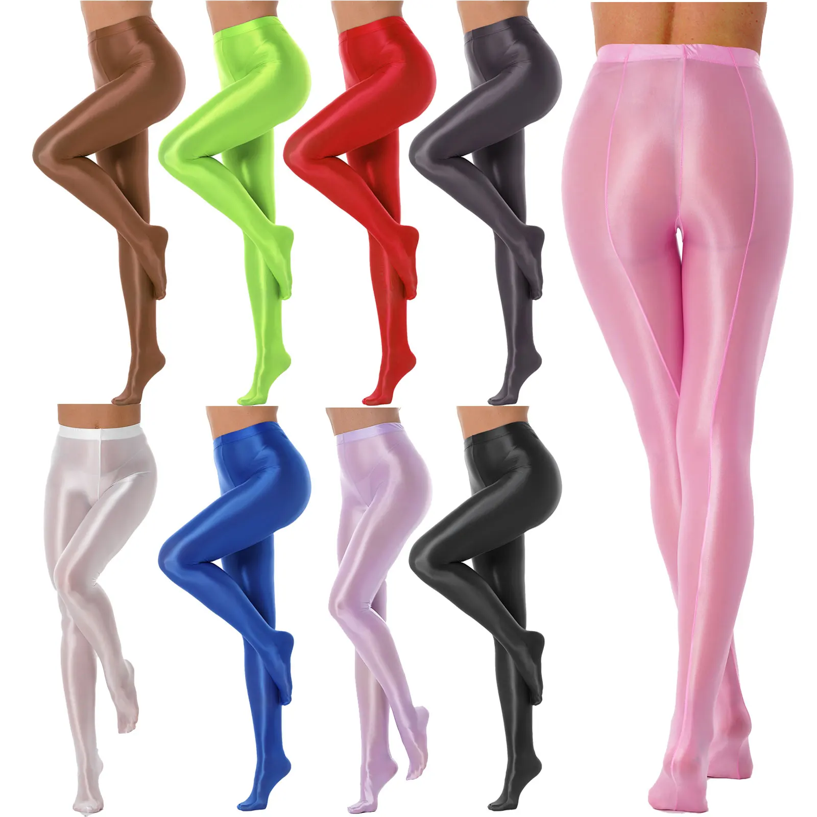 Women Fashion Glossy Pantyhose Yoga Leggings Pants Ballet Dance Training Bottoms Fitness Workout Sports Trousers Tights