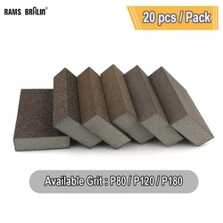 20 pieces Sanding Sponge Block Abrasive Foam Pad for Wood Wall Kitchen Cleaning Hand Grinding