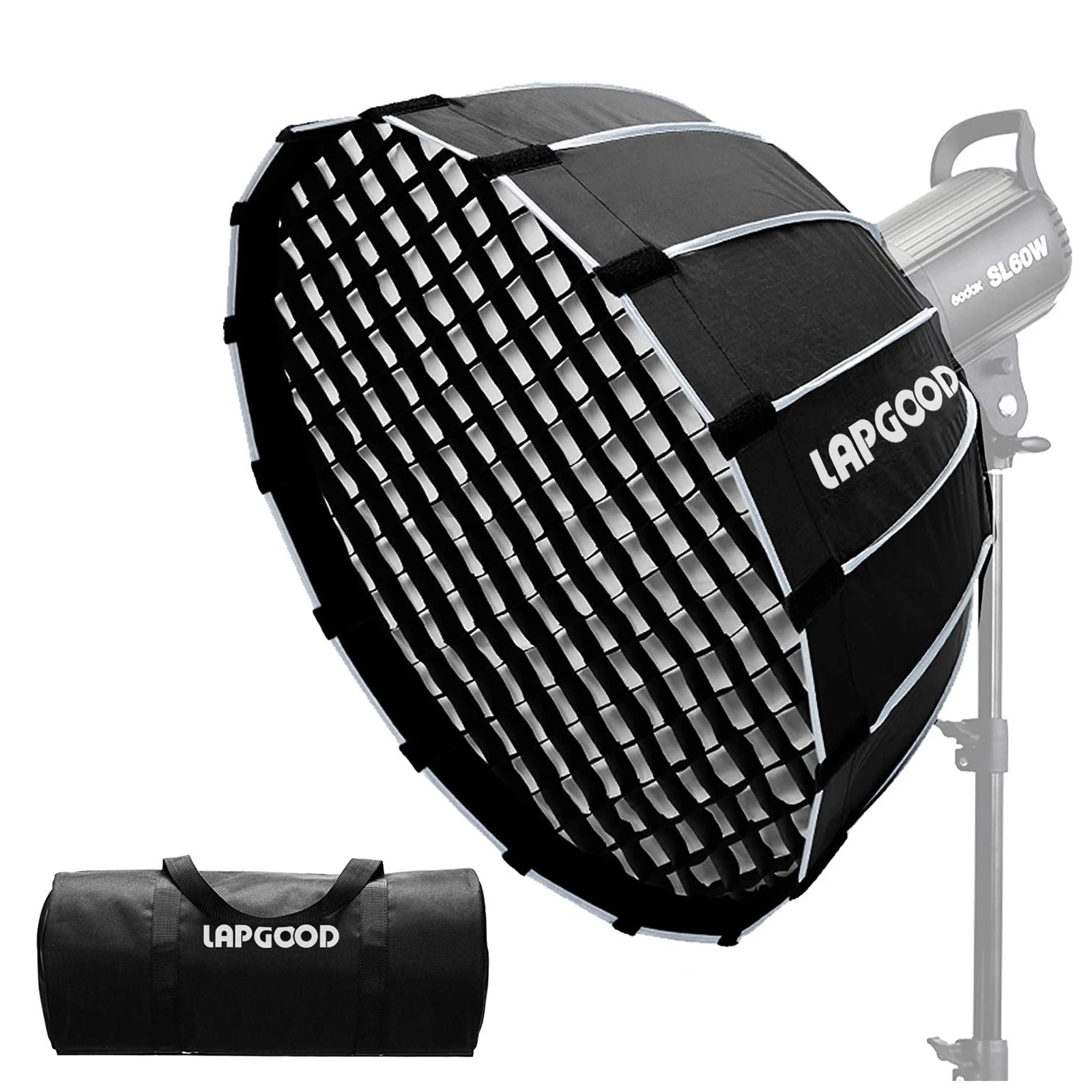 

Lapgood QR60 23.6" 60cm Softbox Portable Collapsible Bowens Mount with Honeycomb Grid Deep Paraboloid Surface Fast Installation