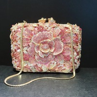 2025 New Arrival Flower Crystal Wedding Bridal Clutch Purse Luxury Designer Women's Dinner Party Cocktail Handbags Diamond Bags