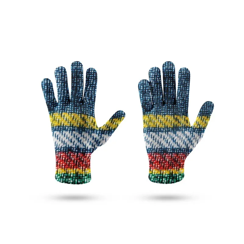 Retro Pattern Elastic Gloves Winter Cycling Women Gloves Fashion Thin Short Female Gloves Stain Resistant Outdoor Hiking Gloves