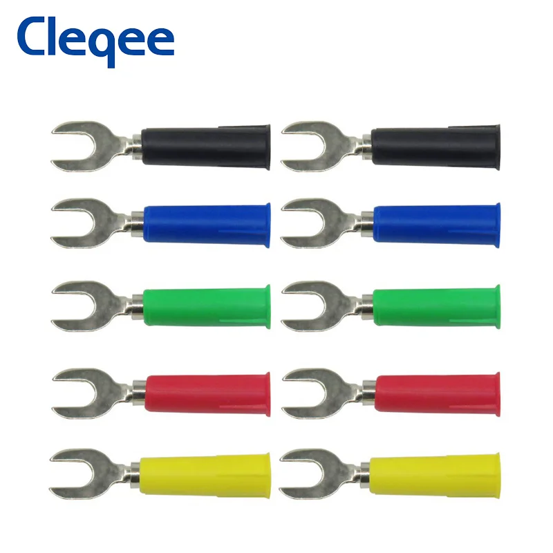 Cleqee P4002 10 шт., штекер-Лопатка 6 мм, вставной U-образный и Y-образный 4 мм штекер типа "банан"