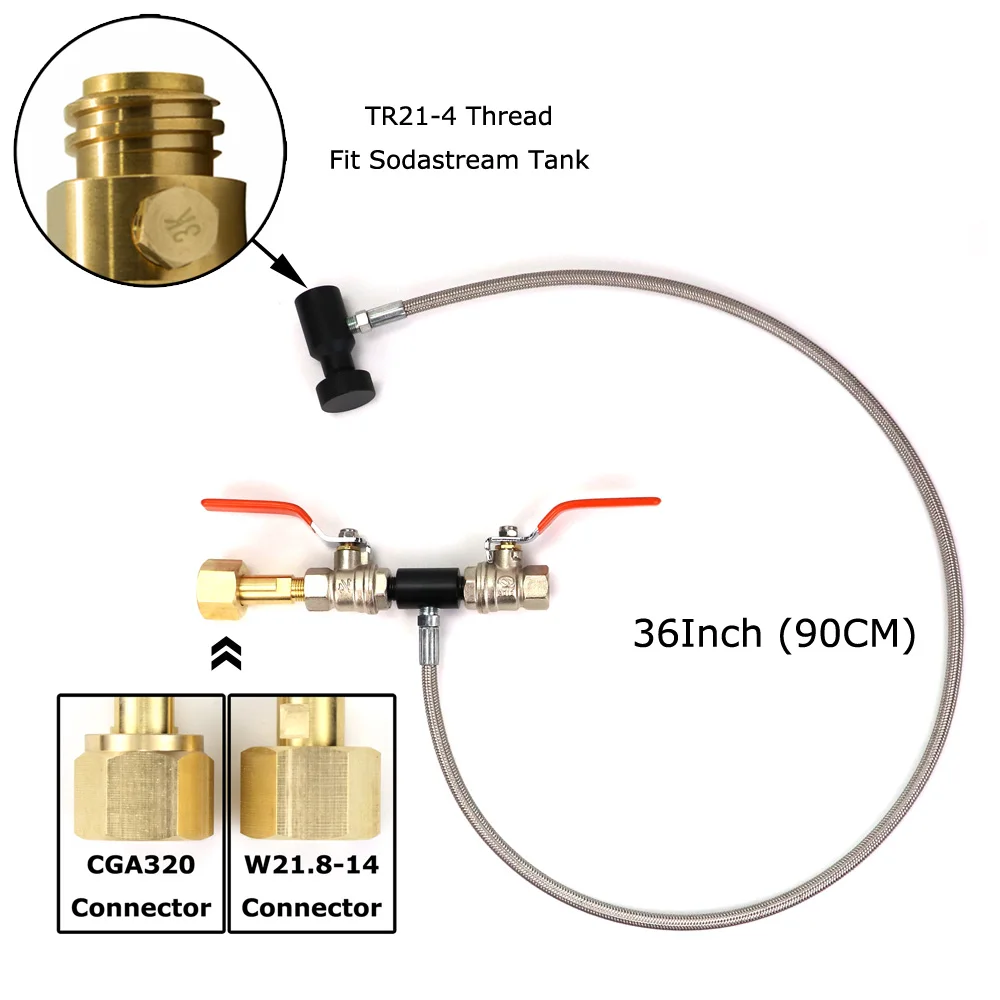 Adaptador de carga de la estación de recarga del cilindro de CO2 de Soda, compatible con el cilindro Sodastream W21.8(DIN477) y el conector CGA320, nuevo