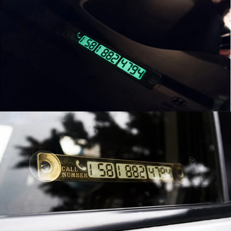 Car License Plate 15×2cm Luminous Car Temporary Parking Card Sticker Phone Number Night Light Sucker Plate Car Styling